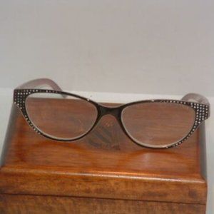 Pre-Owned Women’s Black Stone Accent +2.00 Reading Glasses